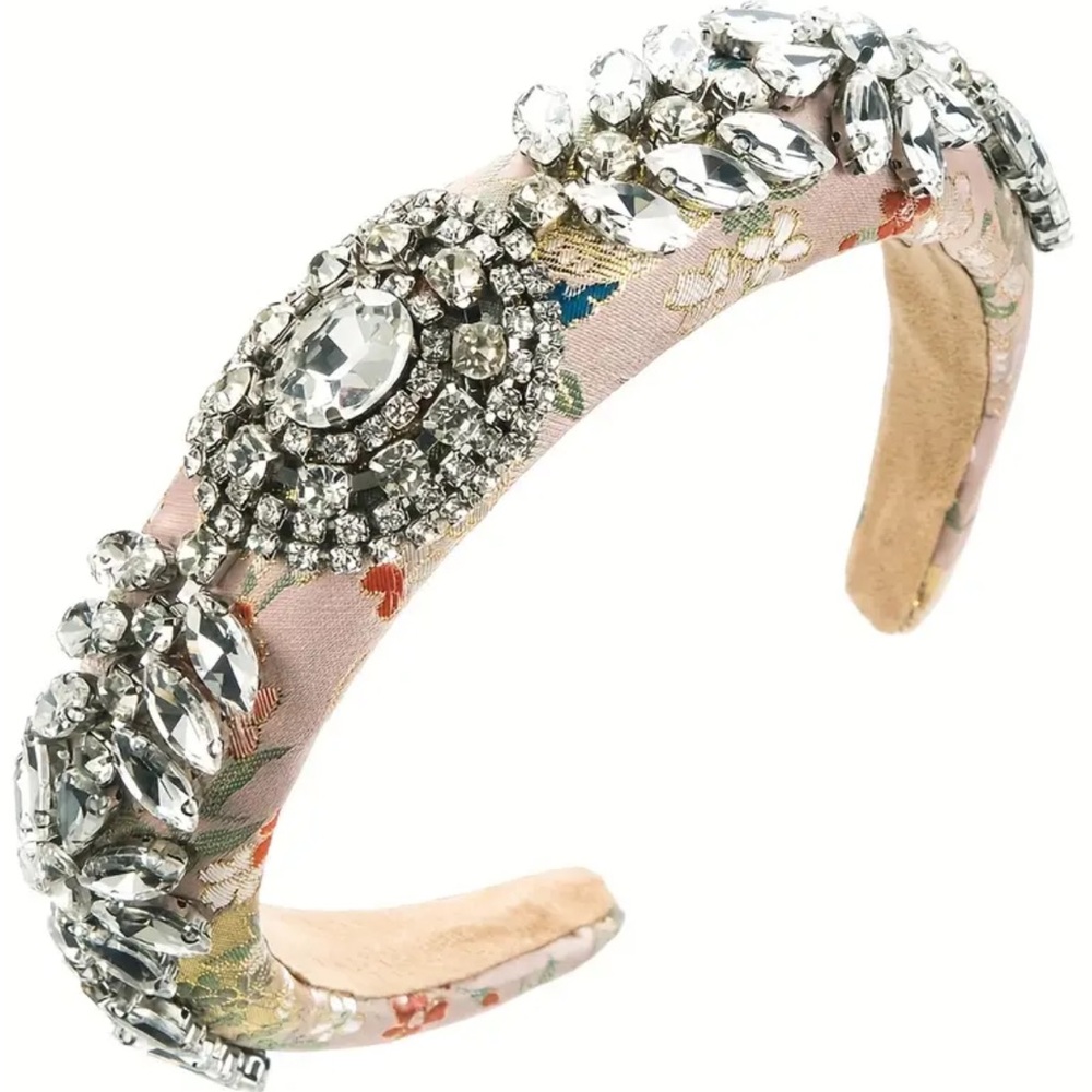 Pink Floral Rhinestone Embellished Headband